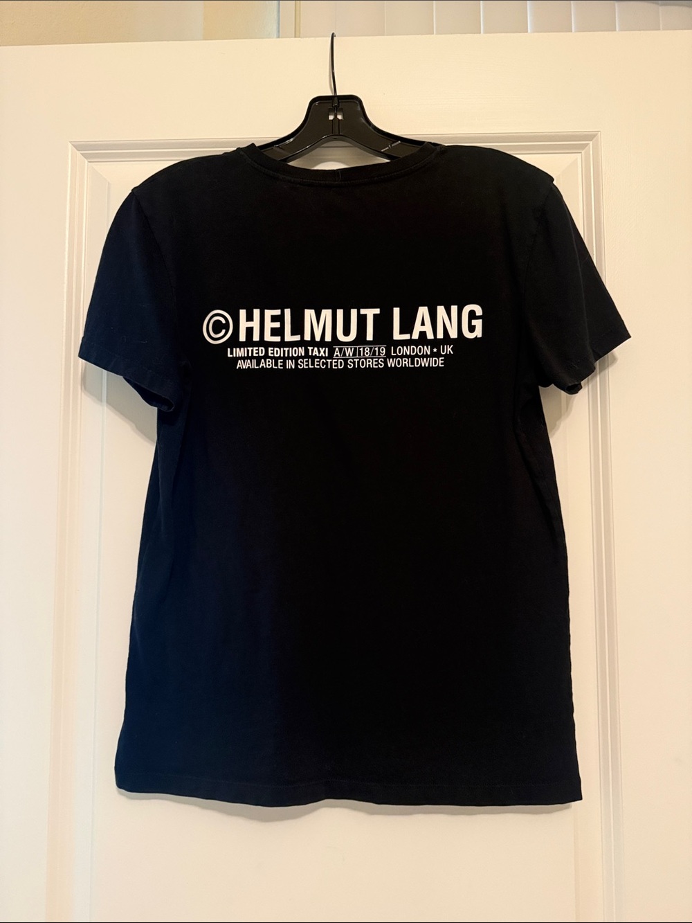 Helmut Lang Black Tee with White Logo Text